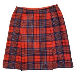 VTG Pendleton Tartan Plaid Skirt 100% Wool Red Pleated 28” Waist - Modern Size S